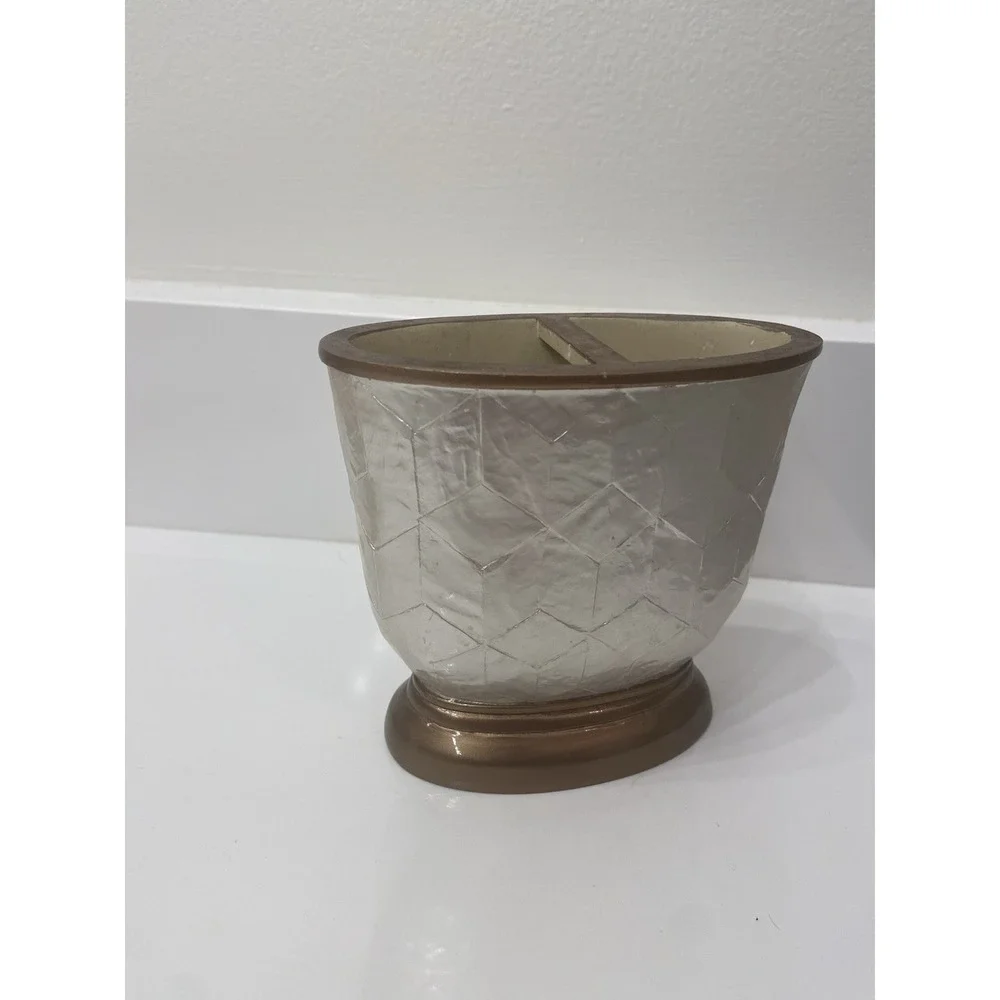 Nicole Miller Mother Of Pearl Gold ToothBrush Or Makeup Brush Holder For Counter
